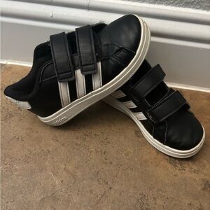 Adidas Kids Black and White Velcro Sneakers